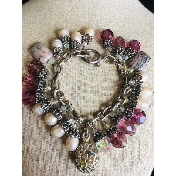 Super heavy 925 sterling silver freshwater pearl beads charm Bracelet